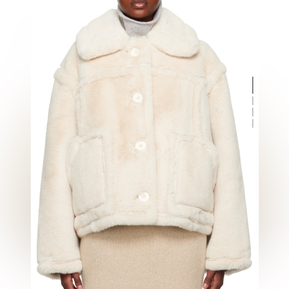 Stand Studio Off-White Faux Fur Coat - Picture 1 of 5